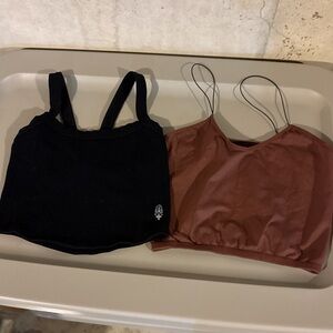 Free People Black and Brown Tank Tops
